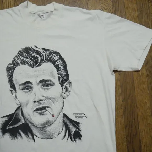 Vintage James Dean 80s Portrait Rare T-Shirt XL Stedman 1987 Movie Star Cigs Tees - Short Sleeve